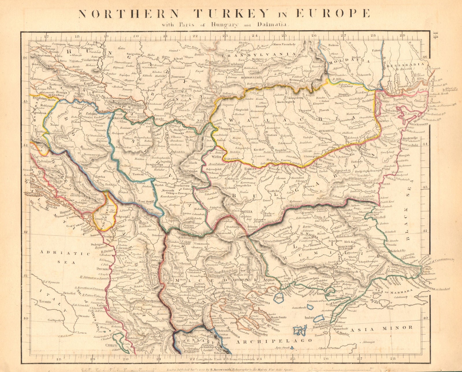 BALKANS. Northern Turkey In Europe. Rumilia Wallachia. ARROWSMITH 1828 old map